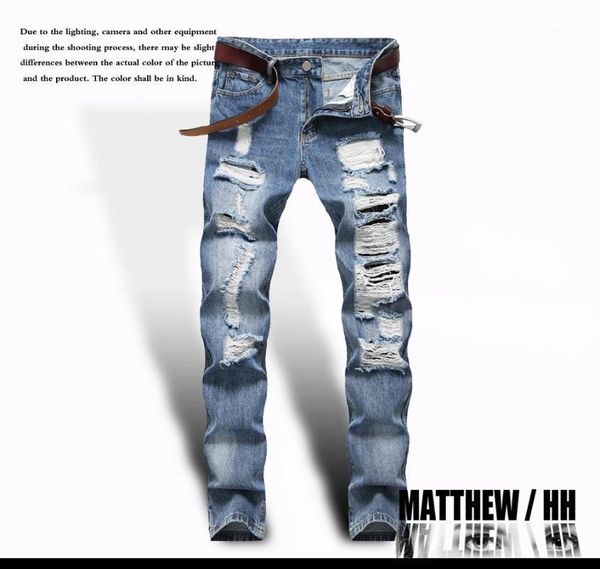 men's jeans men's straight tube perforated zipper pants casual fashion pants b0051, Blue
men's jeans men's straight tube perforated zipper pants casual fashion pants b0051, Blue