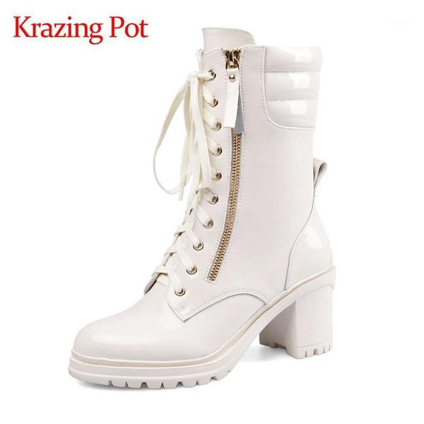 boots krazing pot patent leather round toe high heel winter keep warm young lady mature elegant french romantic mid-calf l3f21, Black
boots krazing pot patent leather round toe high heel winter keep warm young lady mature elegant french romantic mid-calf l3f21, Black