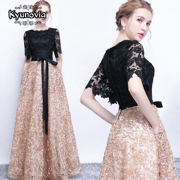 kyunovia new black a-line lace long evening dresses half sleeves beaded scoop neck long appliques evening dress prom dress e141, White;black
kyunovia new black a-line lace long evening dresses half sleeves beaded scoop neck long appliques evening dress prom dress e141, White;black