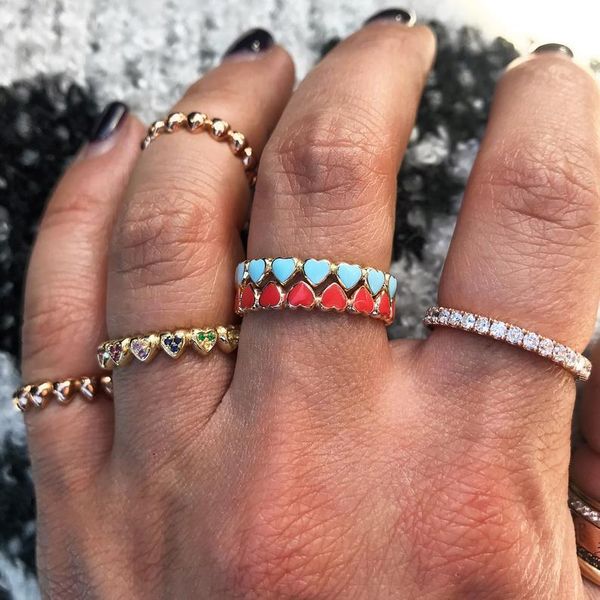 cluster rings cute lovely enamel heart band ring gold filled pink blue red colorful bands women lady fashion finger, Golden;silver
cluster rings cute lovely enamel heart band ring gold filled pink blue red colorful bands women lady fashion finger, Golden;silver