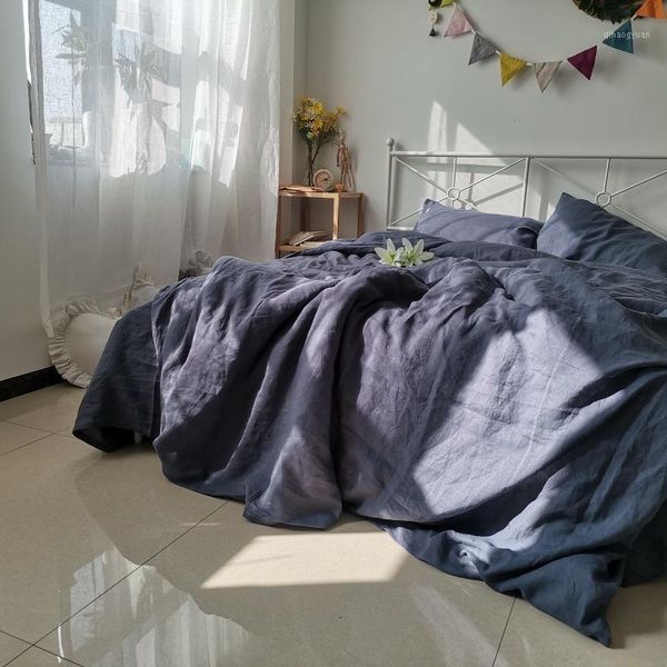 set of 4 pre stone washed 100% organic smoke blue bedding set duvet cover sealed with shell + 2 pillowcases + fitted sheet1
set of 4 pre stone washed 100% organic smoke blue bedding set duvet cover sealed with shell + 2 pillowcases + fitted sheet1