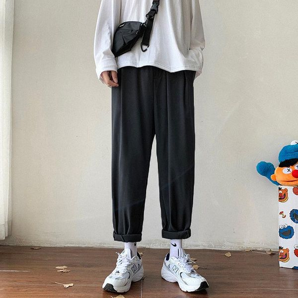 men's pants solid color straight harem casual korean man plus size ankle-length trousers streetwear male bottoms, Black
men's pants solid color straight harem casual korean man plus size ankle-length trousers streetwear male bottoms, Black