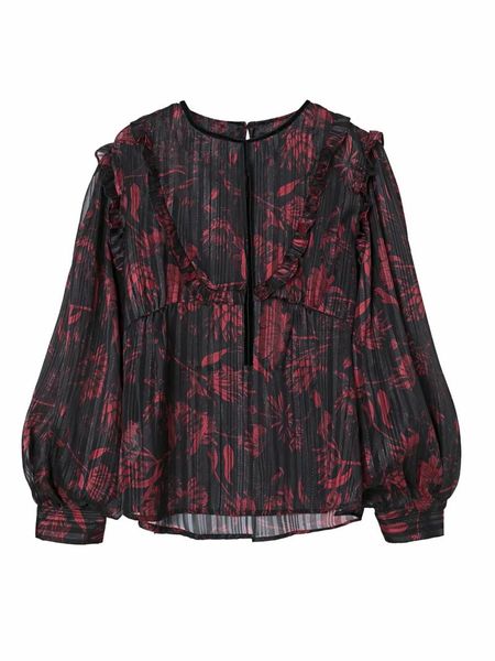 vintage elegant floral print tie ruffles blouses women fashion o-neck back button shirts female chic, White
vintage elegant floral print tie ruffles blouses women fashion o-neck back button shirts female chic, White