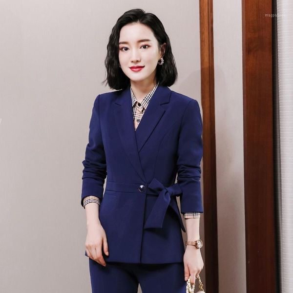 fashion korean professional women's suit autumn and winter long-sleeved bow blue suit overalls 2 trousers1, White
fashion korean professional women's suit autumn and winter long-sleeved bow blue suit overalls 2 trousers1, White