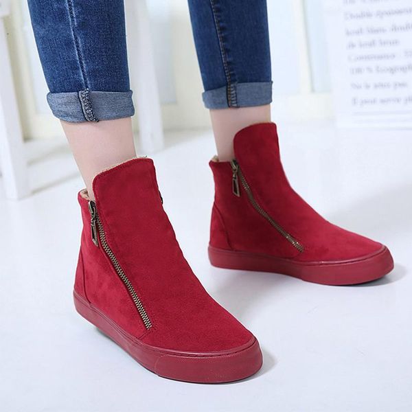 women's winter ankle boots female zipper flock platform snow boot ladies plush sneakers casual flat shoes woman footwear, Black
women's winter ankle boots female zipper flock platform snow boot ladies plush sneakers casual flat shoes woman footwear, Black