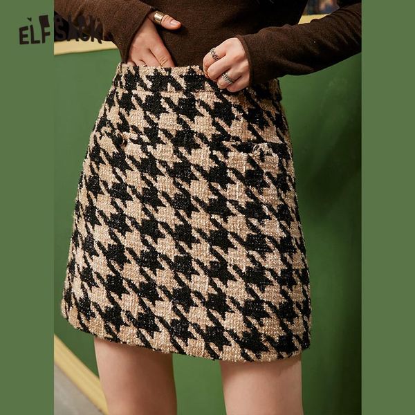 elfsack houndstooth high waist chic button mini skirt women,2021 winter elf plaid british ladies daily vintage bottom, Black
elfsack houndstooth high waist chic button mini skirt women,2021 winter elf plaid british ladies daily vintage bottom, Black