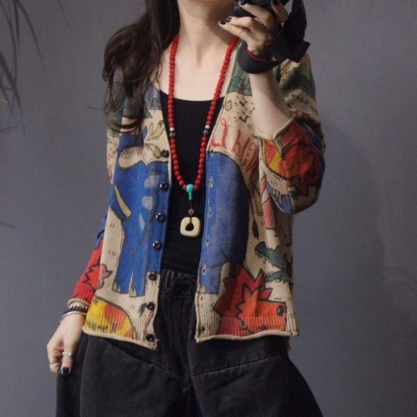 2020 spring new arts style women vintage print knitted cardigans all-matched casual single breasted cardigan ladies s674 c1024, Black
2020 spring new arts style women vintage print knitted cardigans all-matched casual single breasted cardigan ladies s674 c1024, Black