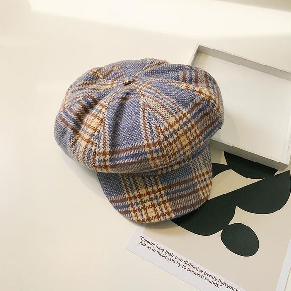 berets autumn winter plaid beret hat female korean japanese navy painter cap women short eave vintage casual girl caps h7304, Blue;gray
berets autumn winter plaid beret hat female korean japanese navy painter cap women short eave vintage casual girl caps h7304, Blue;gray