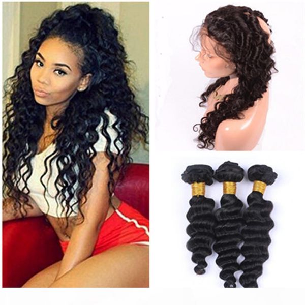 deep wave wavy full frontals 360 band lace closure 22.5x4x2 with weaves 3bundles virgin peruvian human hair extensions double wefts, Black;brown
deep wave wavy full frontals 360 band lace closure 22.5x4x2 with weaves 3bundles virgin peruvian human hair extensions double wefts, Black;brown