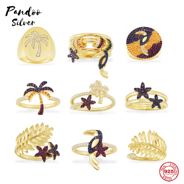 s925 sterling silver jewelry copy,collection tropicana,tropical toucan ring,tropical floral & palm leaf ring with logo, Golden;silver
s925 sterling silver jewelry copy,collection tropicana,tropical toucan ring,tropical floral & palm leaf ring with logo, Golden;silver