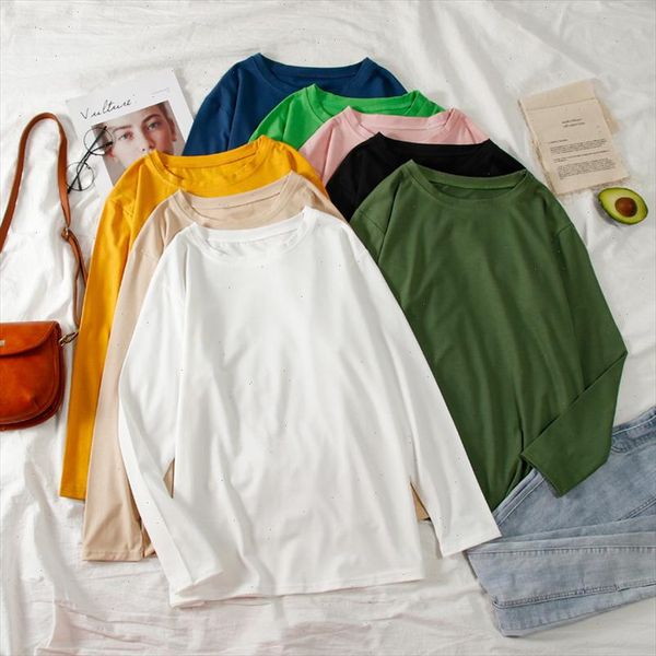 women t shirt 2021 autumn loose long sleeved round neck t shirt female solid color bottoming shirt clothes drop shipping, White
women t shirt 2021 autumn loose long sleeved round neck t shirt female solid color bottoming shirt clothes drop shipping, White