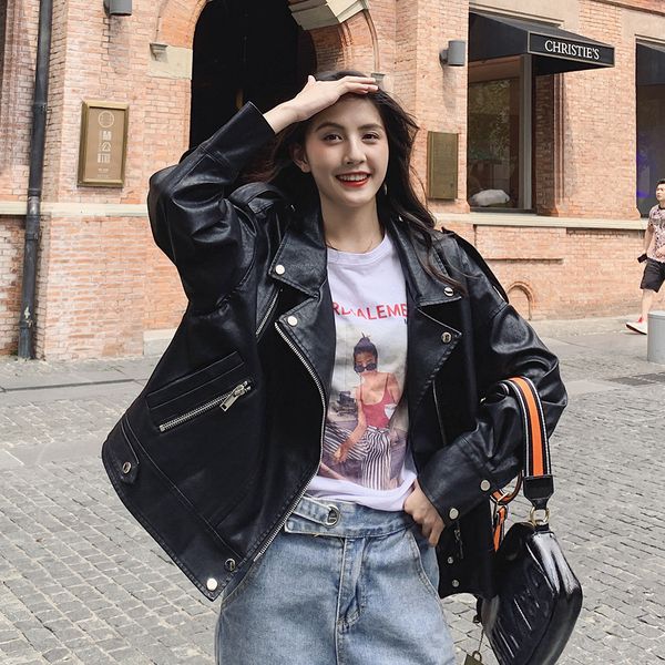 2021 new leather small female autumn korean version students and cute short jacket of motorcycle 6w2i, Black
2021 new leather small female autumn korean version students and cute short jacket of motorcycle 6w2i, Black