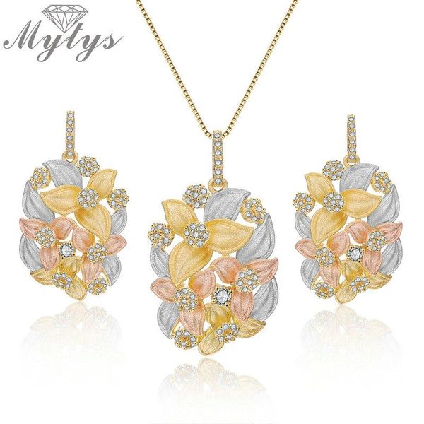 mytys flower jewelry sets frosted sandblasting gold three color statement necklace earrings sets for women cn413 ce451, Silver
mytys flower jewelry sets frosted sandblasting gold three color statement necklace earrings sets for women cn413 ce451, Silver