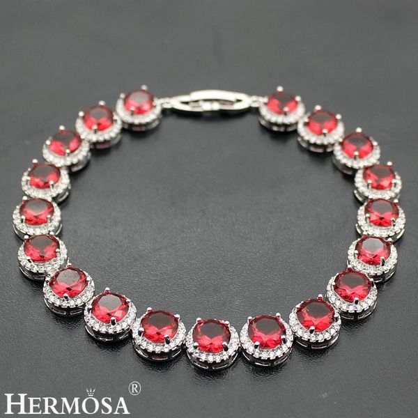link, chain hermosa jewelry red garnet silver color bracelets 8" 20cm, Black
link, chain hermosa jewelry red garnet silver color bracelets 8" 20cm, Black