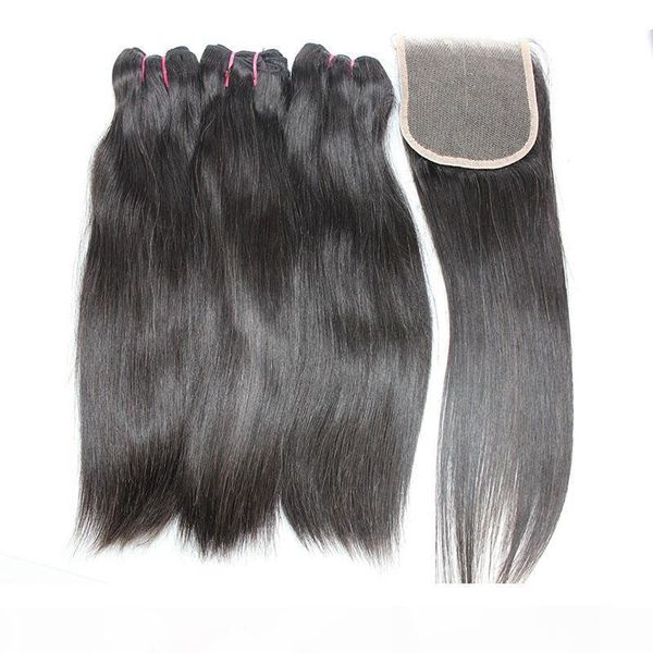 super double drawn human hair bundles with closure straight brazilian virgin human hair wefts with 4x4 hair closure natural color 8-22 inch, Black
super double drawn human hair bundles with closure straight brazilian virgin human hair wefts with 4x4 hair closure natural color 8-22 inch, Black