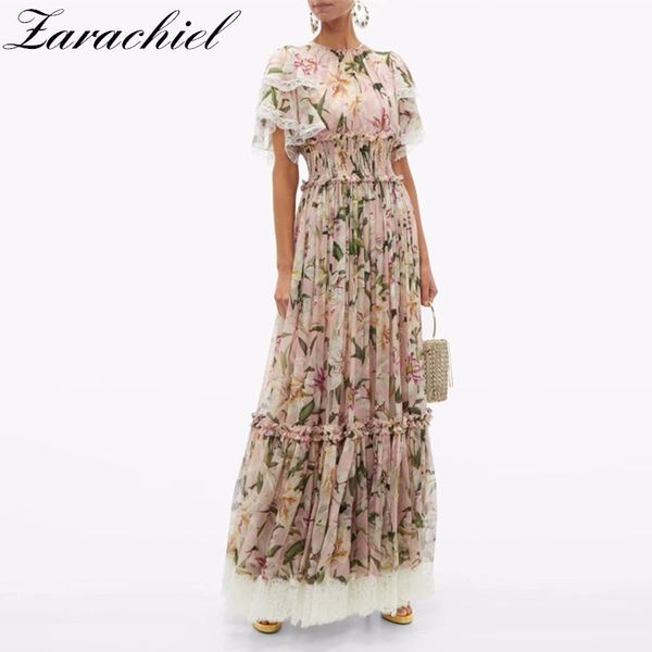summer runway lily floral printed patchwork lace maxi dress women short sleeve o-neck high elastic waist pink chiffon long dress y200805, Black;pink
summer runway lily floral printed patchwork lace maxi dress women short sleeve o-neck high elastic waist pink chiffon long dress y200805, Black;pink