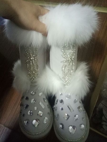 2020 craft winter big rabbit precious stones sequins raise thick crust snow boots women's leather ntb7, Black
2020 craft winter big rabbit precious stones sequins raise thick crust snow boots women's leather ntb7, Black