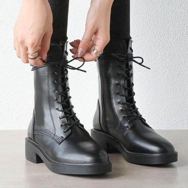 winter boots ladies boots cross-tied&zipper motorcycle botas women thick sole bottes square heels high botines1, Black
winter boots ladies boots cross-tied&zipper motorcycle botas women thick sole bottes square heels high botines1, Black