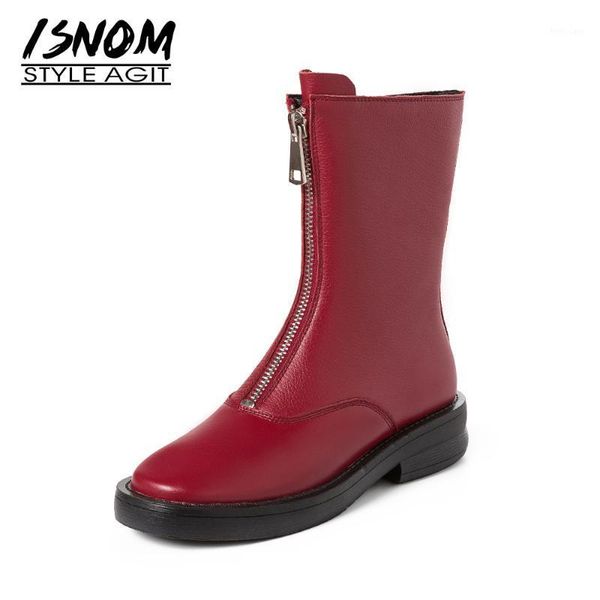 isnom genuine leather boots women front zip short booties chunky heel platform ankle boot winter autumn ladies fashion shoes1, Black
isnom genuine leather boots women front zip short booties chunky heel platform ankle boot winter autumn ladies fashion shoes1, Black