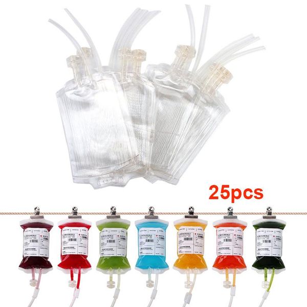 econom 25 pcs clear pvc reusable blood energy drink bag halloween pouch props event festive party supplies ds99