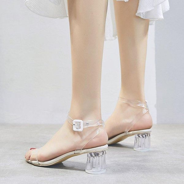 sandals crystal heel 2021 thick transparent fairy style summer word tide simple wild buckle strap, Black
sandals crystal heel 2021 thick transparent fairy style summer word tide simple wild buckle strap, Black