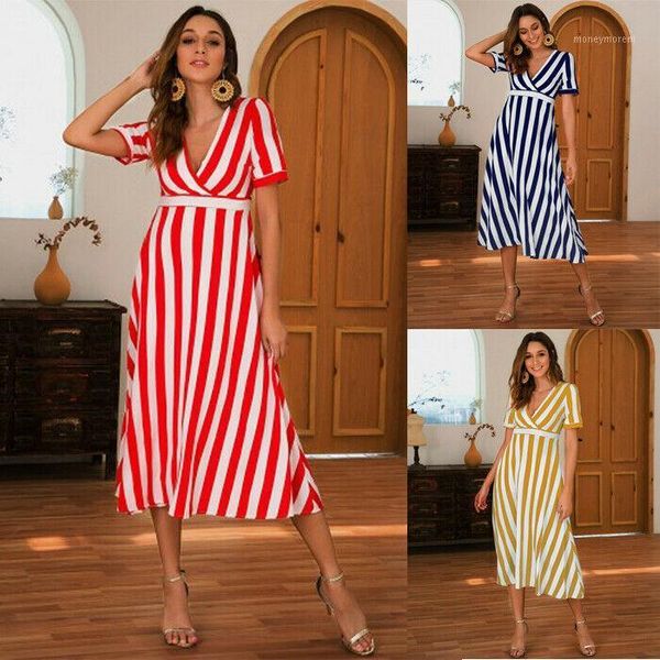 casual dresses fashion women boho short sleeve striped mexi dress v-neck high waist dress1, Black;gray
casual dresses fashion women boho short sleeve striped mexi dress v-neck high waist dress1, Black;gray