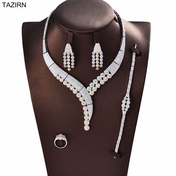 luxury 5a zircon 4 pcs dubai wedding bridal full jewelry sets cubic zirconia pageant party necklace bracelet earrings and ring, Silver
luxury 5a zircon 4 pcs dubai wedding bridal full jewelry sets cubic zirconia pageant party necklace bracelet earrings and ring, Silver