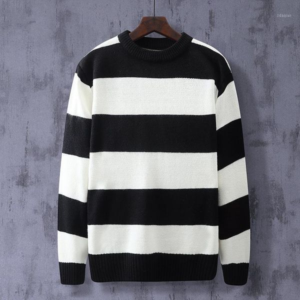 2020 new japanese striped crew neck sweater for men's winter thickened large loose youth casual trendy striped 1-501, White;black
2020 new japanese striped crew neck sweater for men's winter thickened large loose youth casual trendy striped 1-501, White;black