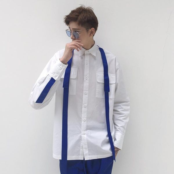 men's casual shirts 2021 men clothing bigbang hair stylist fashion street slim threaded ribbon stitching shirt plus size singer costume, White;black
men's casual shirts 2021 men clothing bigbang hair stylist fashion street slim threaded ribbon stitching shirt plus size singer costume, White;black