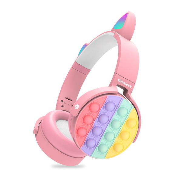 wireless bluetooth headphones 5.0 colorful cute cat ears headset pop silicone earphone for stress relief stereo headset 
wireless bluetooth headphones 5.0 colorful cute cat ears headset pop silicone earphone for stress relief stereo headset