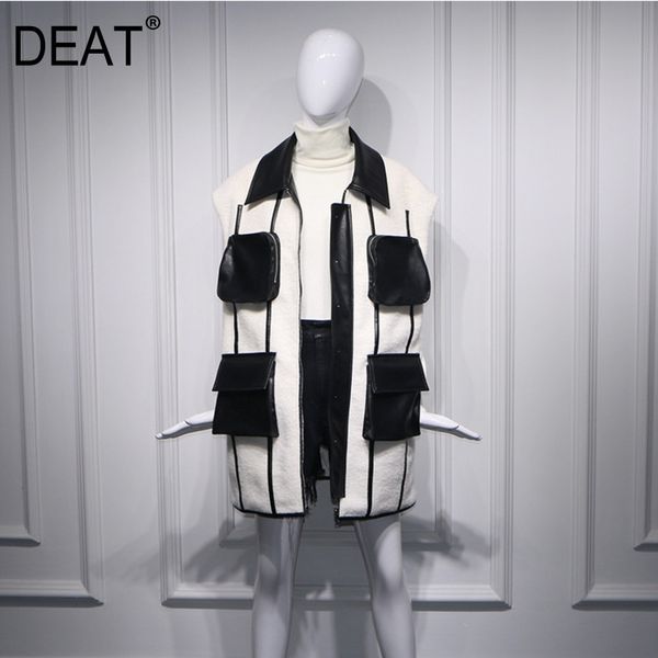 deat woolen patchwork pockets pu leather jacket vest women sleeveless hit color straight loose new autumn fashion am850 201209, Black
deat woolen patchwork pockets pu leather jacket vest women sleeveless hit color straight loose new autumn fashion am850 201209, Black