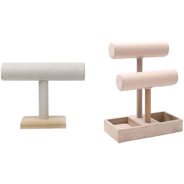 1pcs wooden double-layer bracelet holder display holder stand & 1pcs t-shaped wooden base necklace jewelry display rack, Pink;blue
1pcs wooden double-layer bracelet holder display holder stand & 1pcs t-shaped wooden base necklace jewelry display rack, Pink;blue