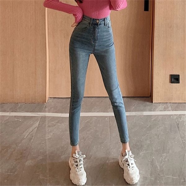 new spring high waist skinny jeans woman blue black solid elastic denim pencil pants female korean chic fashion woman clothing 201223
new spring high waist skinny jeans woman blue black solid elastic denim pencil pants female korean chic fashion woman clothing 201223