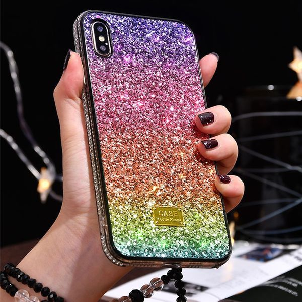 new gradient glitter premium rhinestone case luxury designer women defender phone case for iphone 12 11 pro xr xs max 6 7 8 plus for samsung
