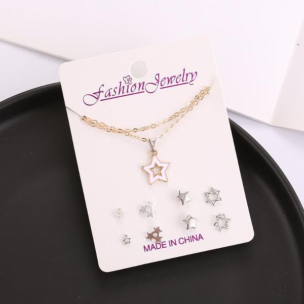 htzzy fashion stars earrings and gold chain necklace women jewelry set 2020 new 1 necklace+4 pairs earrings gifts, Silver
htzzy fashion stars earrings and gold chain necklace women jewelry set 2020 new 1 necklace+4 pairs earrings gifts, Silver
