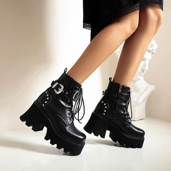 boots us4-11 womens round toe platform rivet studed belt buckle ankle motorcycle block chunky high heel shoes warm plus size, Black
boots us4-11 womens round toe platform rivet studed belt buckle ankle motorcycle block chunky high heel shoes warm plus size, Black