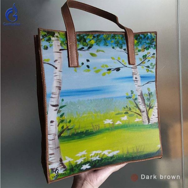 art hand painted landscape trees and flowers on the river women handbag genuine leather shoulder crossbody bags shopipng totes
art hand painted landscape trees and flowers on the river women handbag genuine leather shoulder crossbody bags shopipng totes