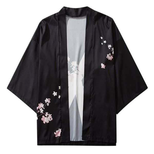 men's casual shirts summer men japanese 3/4 sleeve cherry blossom print kimono robe comfortable shirt 1pc camisa masculina koszule, White;black
men's casual shirts summer men japanese 3/4 sleeve cherry blossom print kimono robe comfortable shirt 1pc camisa masculina koszule, White;black
