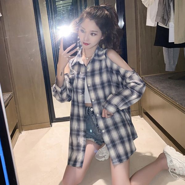 autumn new plaid off shoulder bottom shirt medium long sleeve hong kong style t-shirt for female students' design
autumn new plaid off shoulder bottom shirt medium long sleeve hong kong style t-shirt for female students' design