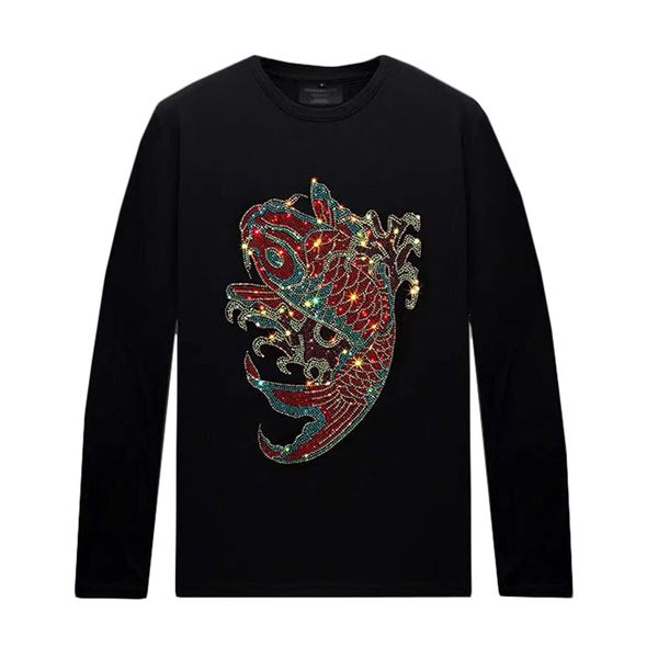 mens rhinestone t-shirt crew neck long sleeves streetwear slim fit tee bottoming shirts for autumn, White;black
mens rhinestone t-shirt crew neck long sleeves streetwear slim fit tee bottoming shirts for autumn, White;black