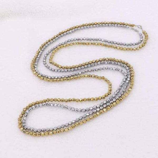 chains 32" natural hematite necklaces chain 2/3/4 mm beads electroplated mix color faceted beaded 342, Silver
chains 32" natural hematite necklaces chain 2/3/4 mm beads electroplated mix color faceted beaded 342, Silver