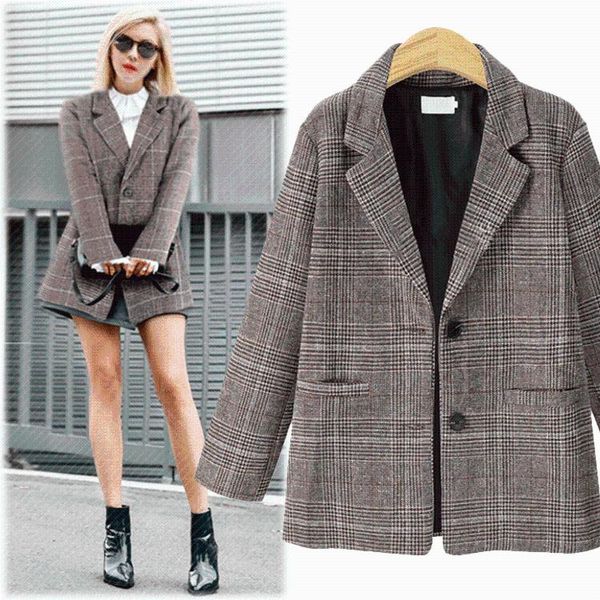 2020 winter new european and american small suit plaid small suit female jacket, White;black
2020 winter new european and american small suit plaid small suit female jacket, White;black