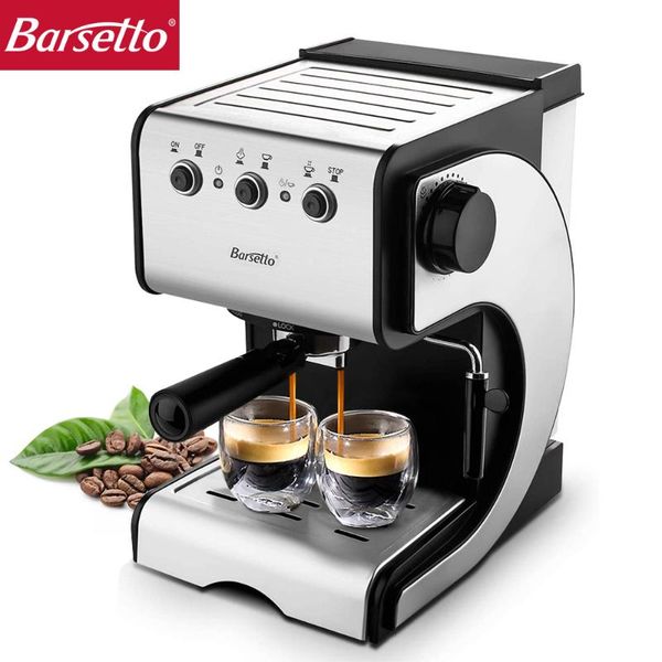 barsetto espresso machine built-in milk frother15bar pump system coffee makers 1050w coffee machines 220-240v 50hz