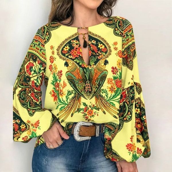 boho blouse elegant floral print lantern sleeve shirt lace-up tassel o neck women spring summer chic blouses 5xl t200502, White
boho blouse elegant floral print lantern sleeve shirt lace-up tassel o neck women spring summer chic blouses 5xl t200502, White