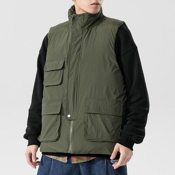 men's vests 2021 winter vest men multi-pocket mission warm waistcoat casual thicken outerwear zipper stand collar sleeveless jacket coa, Black;white
men's vests 2021 winter vest men multi-pocket mission warm waistcoat casual thicken outerwear zipper stand collar sleeveless jacket coa, Black;white