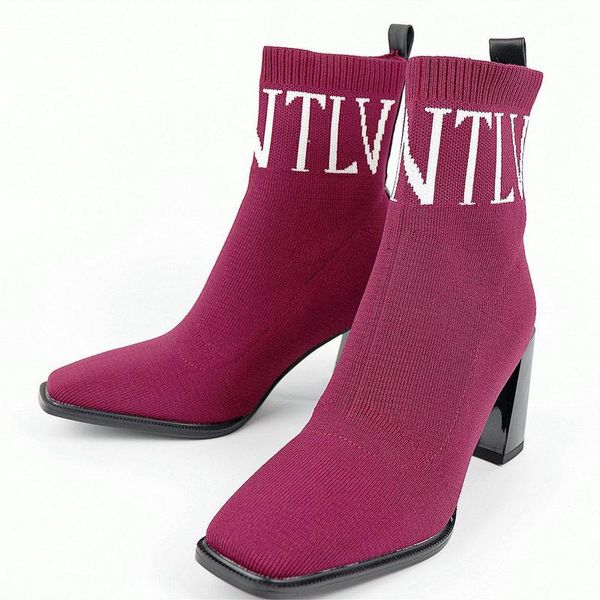 2020 new sock boots women stretch knitting thick high heel ankle boots fashion black square toe autumn spring ladies shoes
2020 new sock boots women stretch knitting thick high heel ankle boots fashion black square toe autumn spring ladies shoes