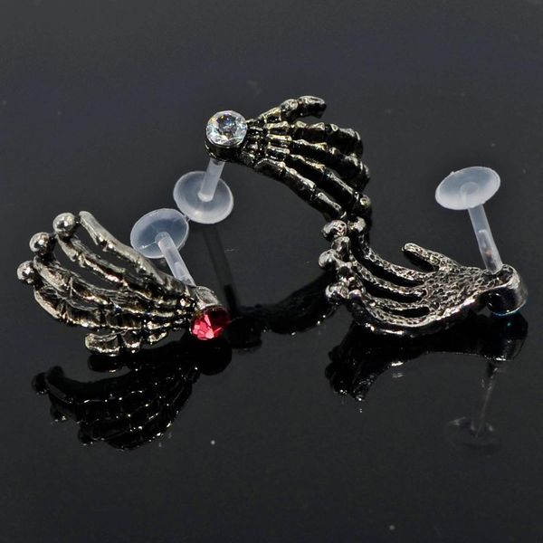 1pc cz gem skull hand bioplast flexible labret monore lip ring ear stud tragus cartilage helix earring fashion piercing jewelry q bbyjap, Silver
1pc cz gem skull hand bioplast flexible labret monore lip ring ear stud tragus cartilage helix earring fashion piercing jewelry q bbyjap, Silver