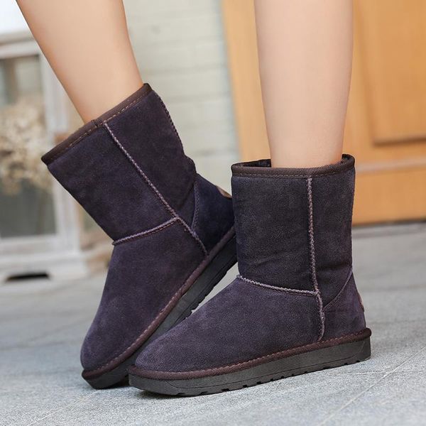 women's and men snow boots waterproof genuine cow leather winter boots warm women knee-high women shoes, Black
women's and men snow boots waterproof genuine cow leather winter boots warm women knee-high women shoes, Black