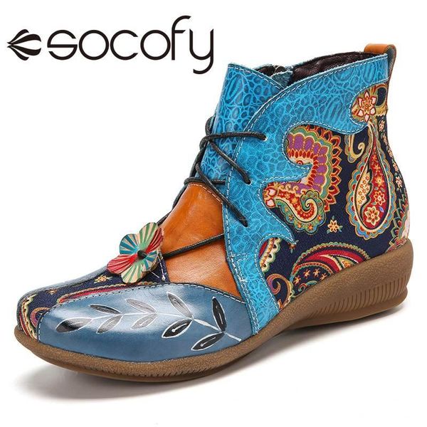 socofy women folkways style boots floral cloth splicing leather ankle boots round toe casual outdoor shoes botas mujer, Black
socofy women folkways style boots floral cloth splicing leather ankle boots round toe casual outdoor shoes botas mujer, Black
