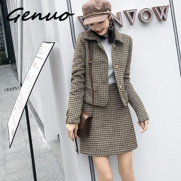 genuo new autumn winter hepburn style skirt suit korean fashion blazer suit skirt women 2019 new plaid wool two piece set1, White;black
genuo new autumn winter hepburn style skirt suit korean fashion blazer suit skirt women 2019 new plaid wool two piece set1, White;black
